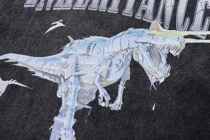 Graphic Robot Dinosaur Print Short Sleeve T-Shirt