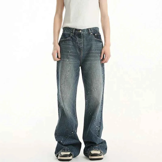 Sequin Patchwork Wornout Burr Edge Jeans
