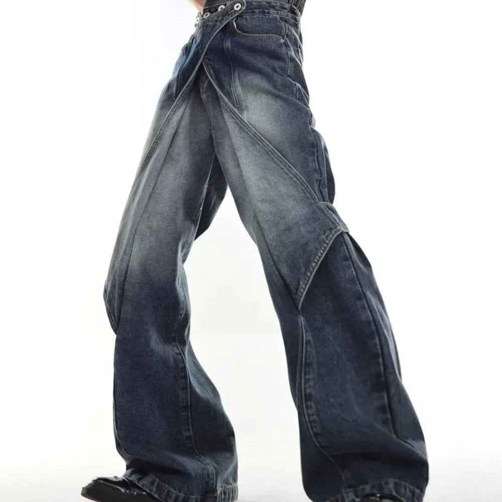 Vintage Streetwear Gradient Flared Wide Leg Jeans