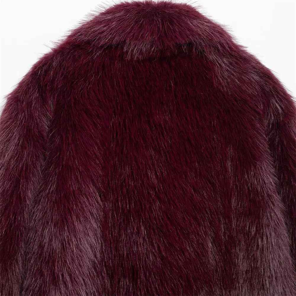 Warm Thick Faux Fur Casaul Woven Coat