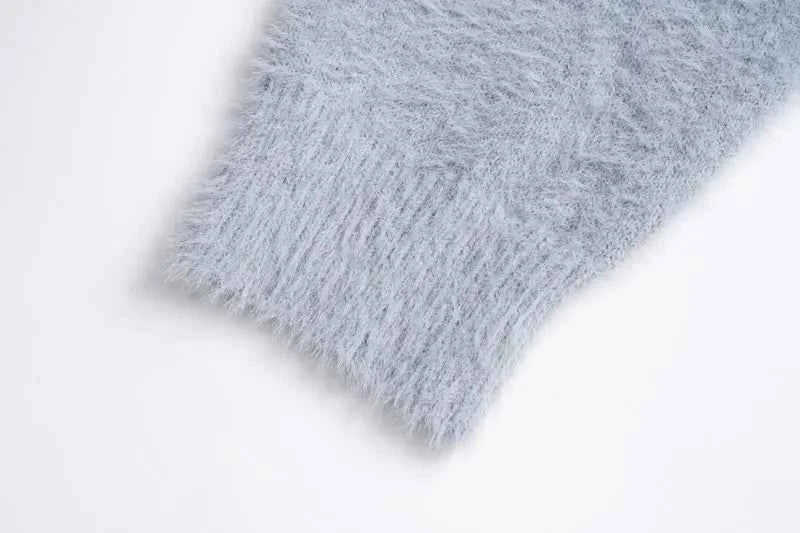 Women Cozy Fuzzy Butterfly Knitted Casual Sweater