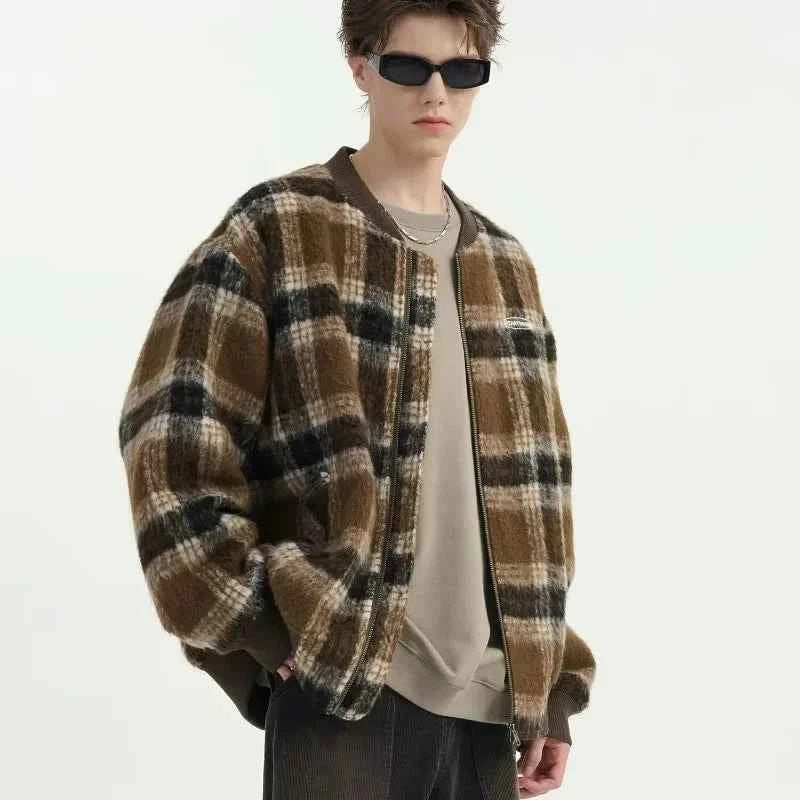 Pinnacle Plaid Woolen Bomber Jacket