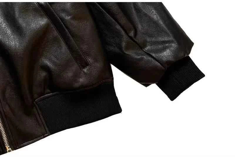 Heavyweight Motorcycle Leather Hooded Jacket