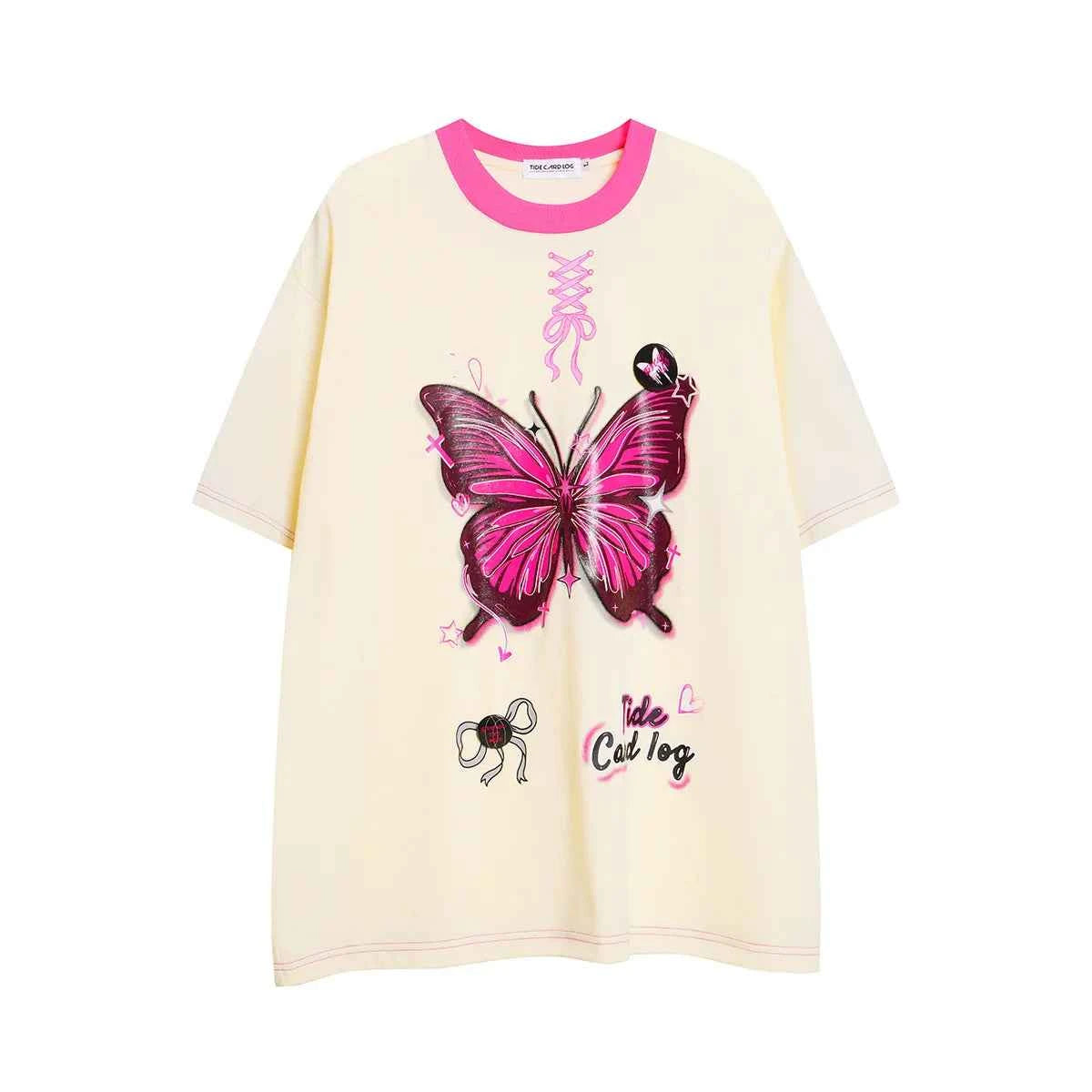 Women Butterfly Print Hip Hop Funny Polyester T-Shirt