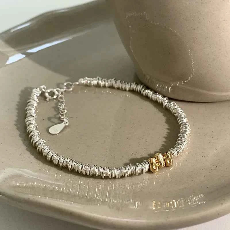 Adjustable Geometric Beads Gold String Bracelet