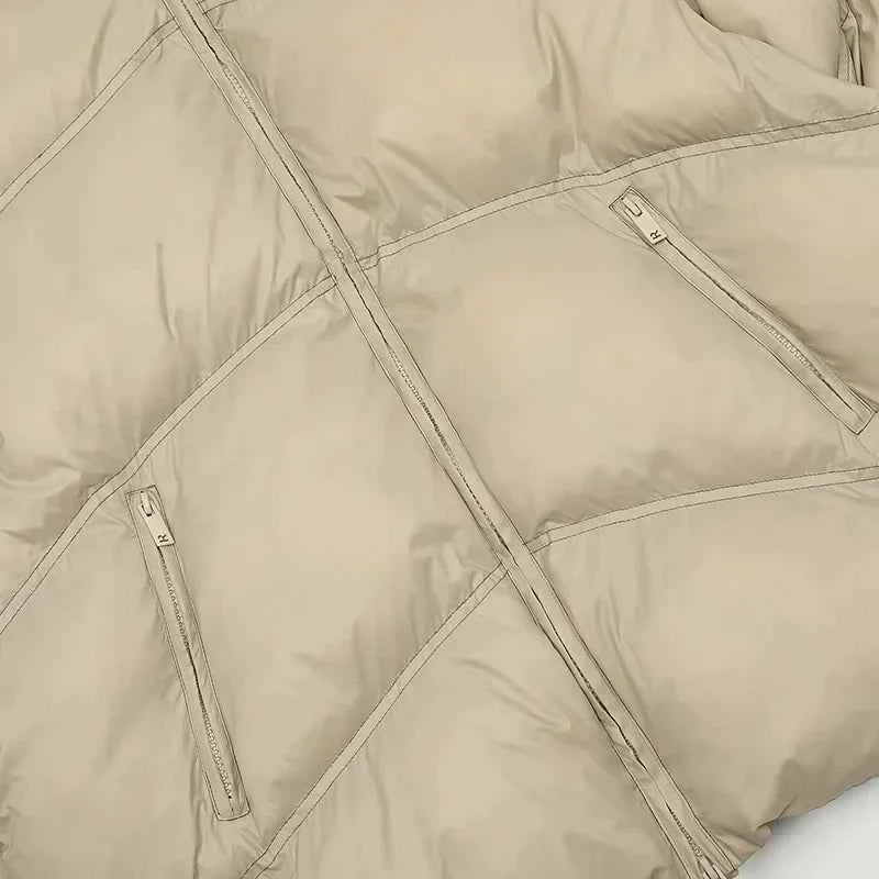 Metal Logo Stand Collar Down Bomber Jacket
