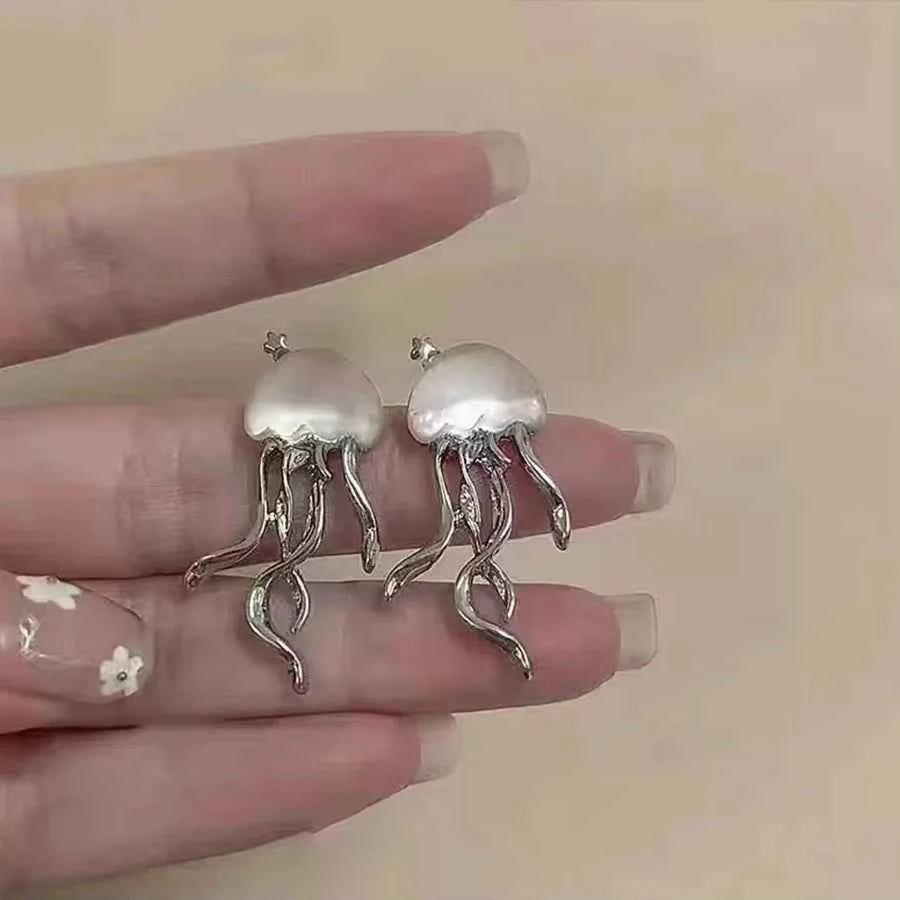 Silver Crystal Deep Sea Jellyfish Earrings