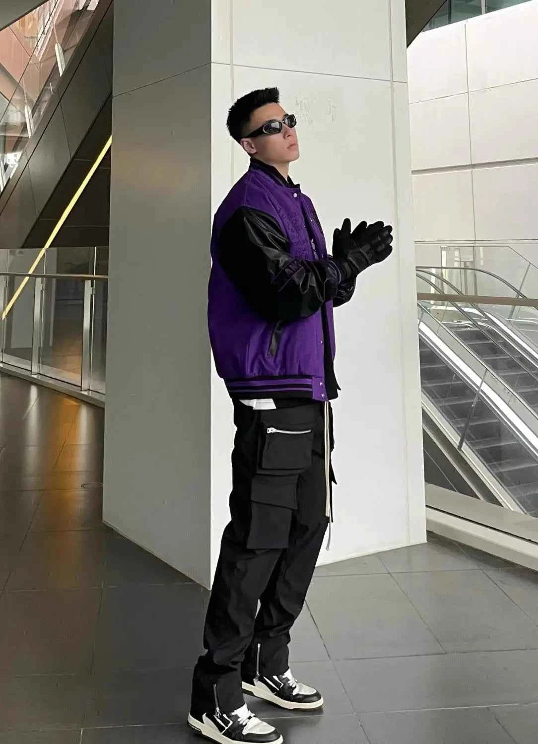 Retro Hip Hop Eagle Pattern Varsity Leather Jacket