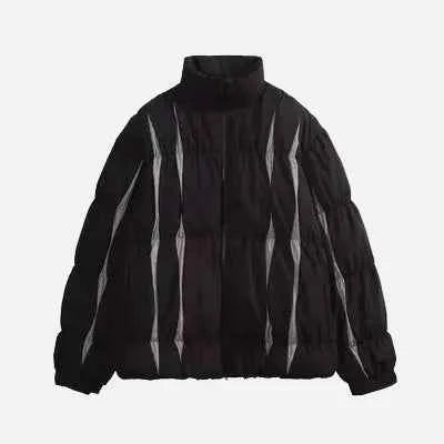 Colorful Striped Fluffy Hip Hop Puffer Jacket