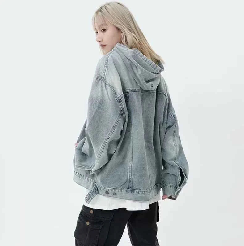 Retro American Style Couple Denim Hoodie