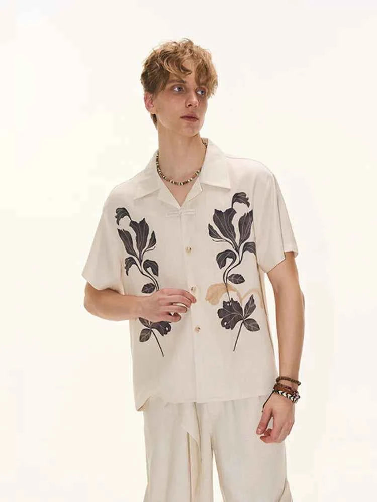 Stylish Loose Fitting Printed Short Sleeve Shirt