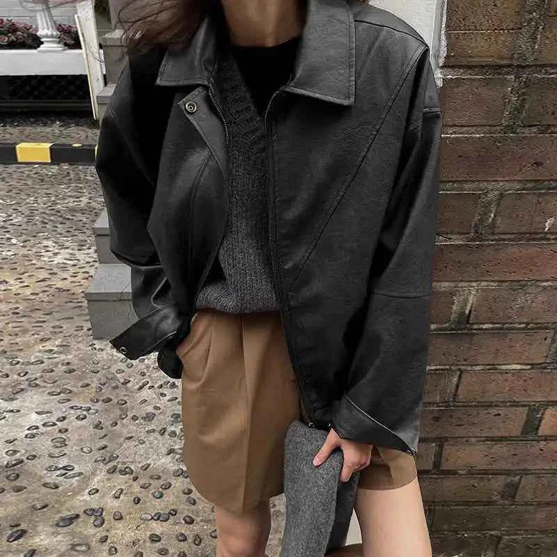 Winter Stylish Retro Zipper Leather Jacket