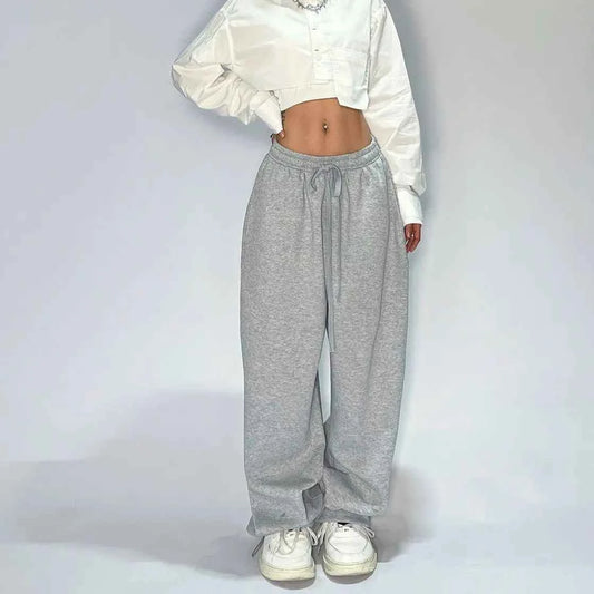 Women Streetwear Retro American Loose Straight Sweatpants