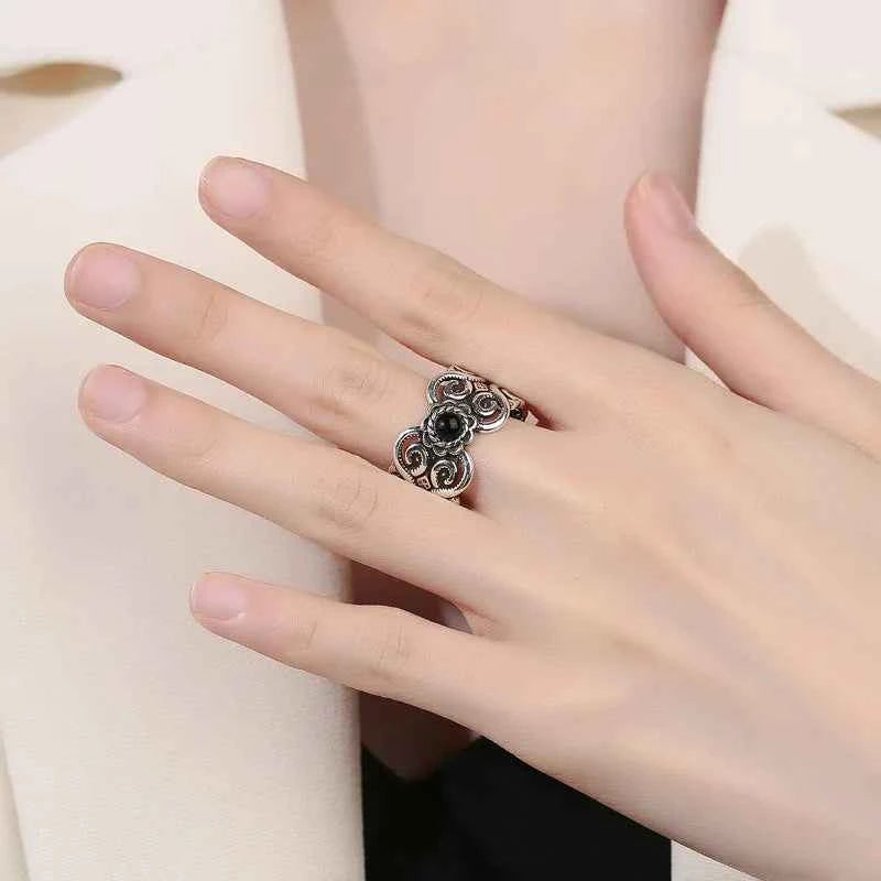 Ethnic Silver Wide Pattern Thai Ring