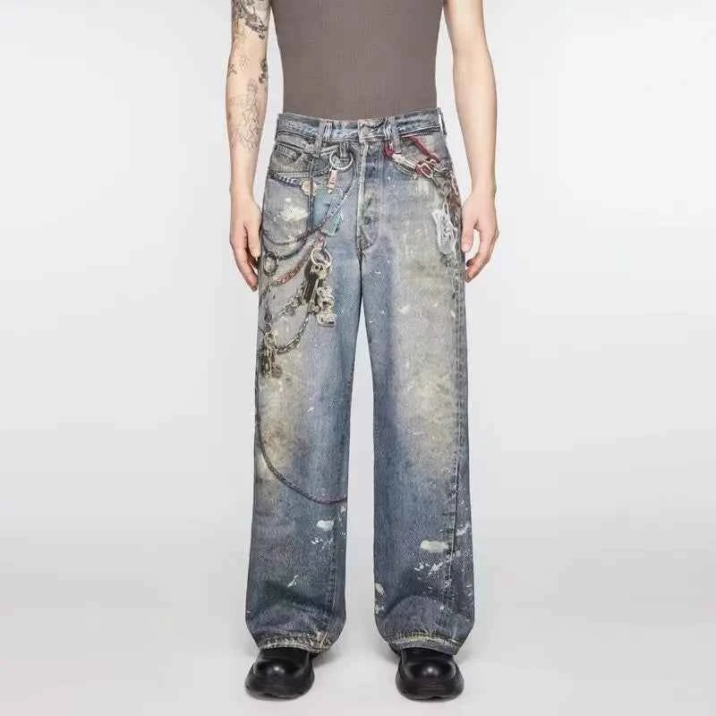 Y2K Chain Decoration Wide Leg Jeans