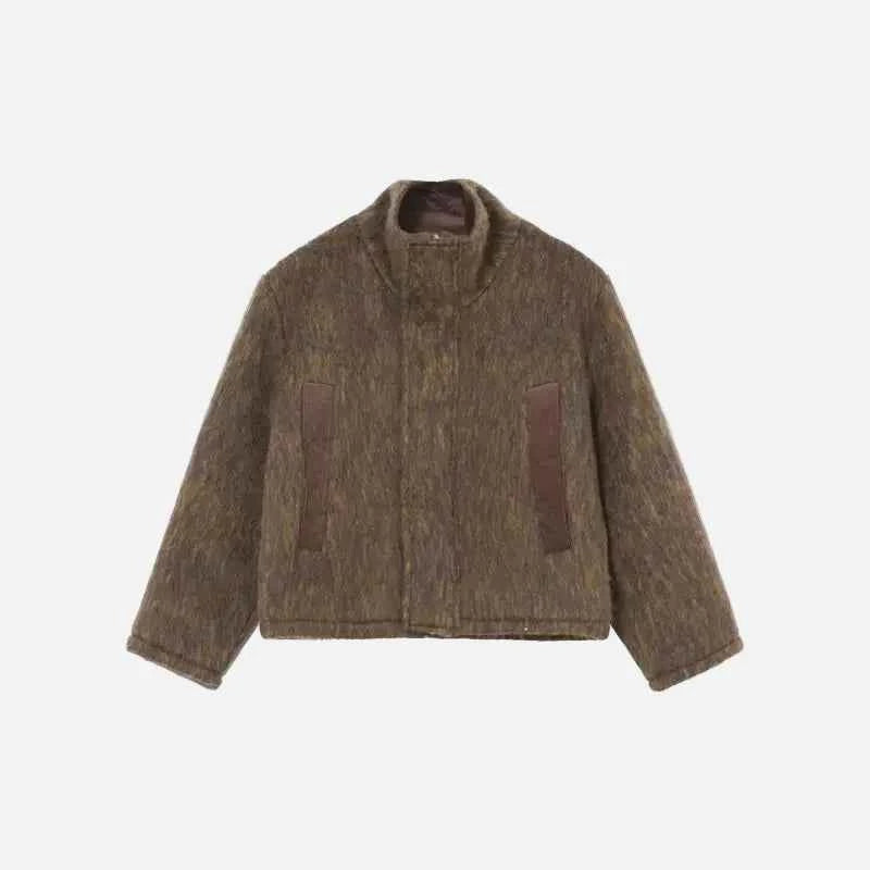 Trendy High Street Woolen Fur Jacket