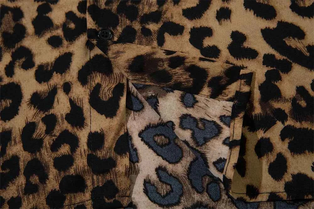 Leopard Print Loose Fit Lapel Summer Shirt