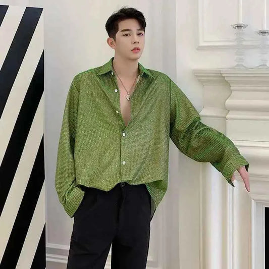 Sequin Design Elegant Long-Sleeved Shirt