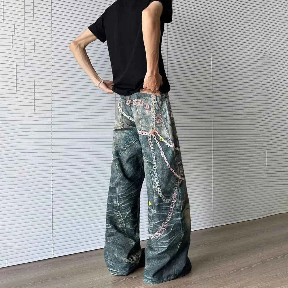 Durable Slim Fit Loose Fit Graphic Jeans