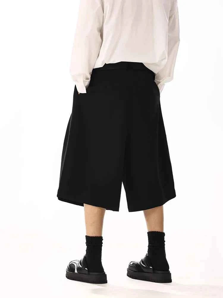 Men Fashionable Black Wide Leg Short