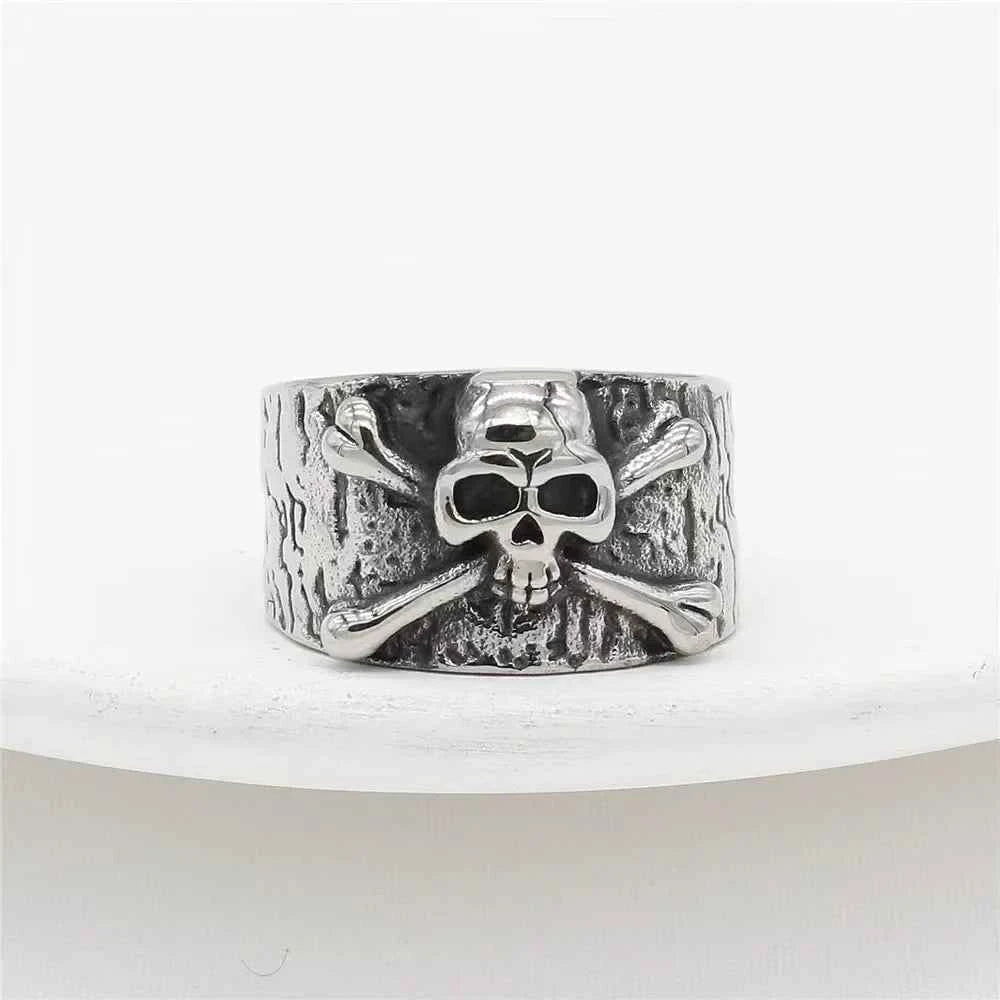 Punk Gothic Silver Retro Skull Wide Ring
