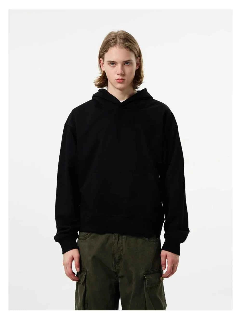 Streetwear Cozy Loose Fit Solid Color Hoodie