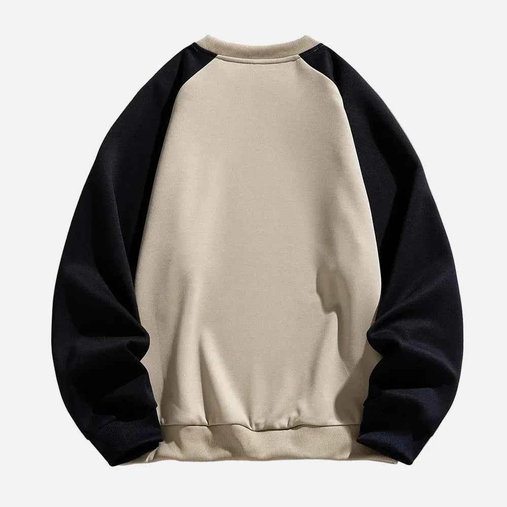 Chic Retro Color Block Casual Sweatshirt