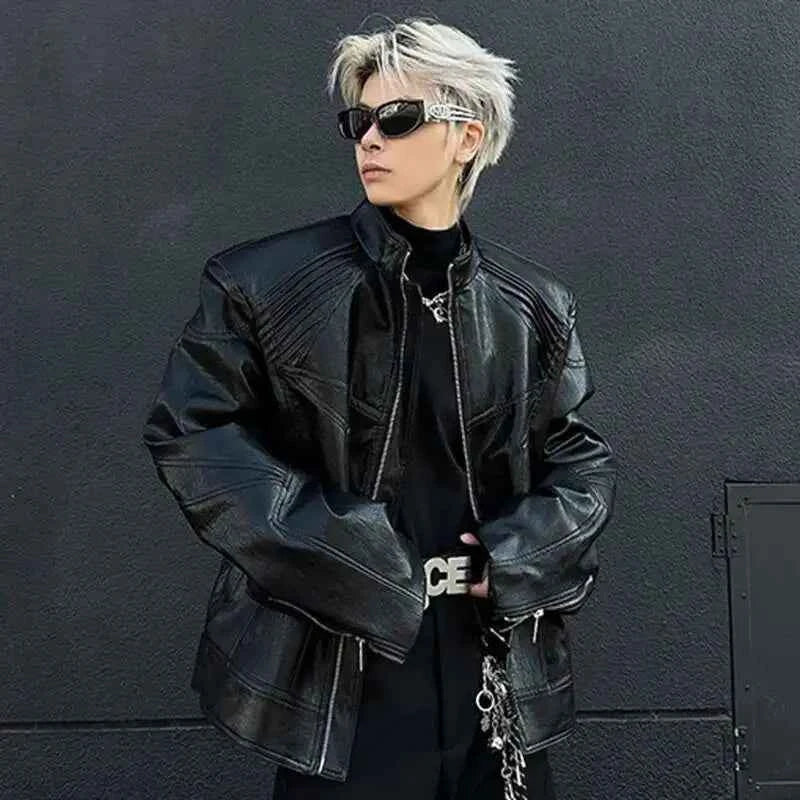 Metallic Deconstruction Darkwear Leather Jacket