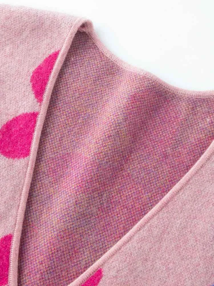 Luxury Floral Jacquard V-Neck Knit Cardigan
