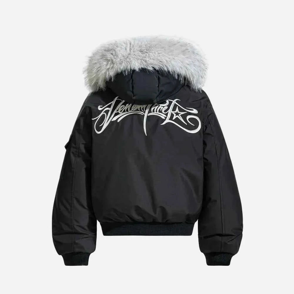 Insulated Fur Hooded Windbreaker Jacket