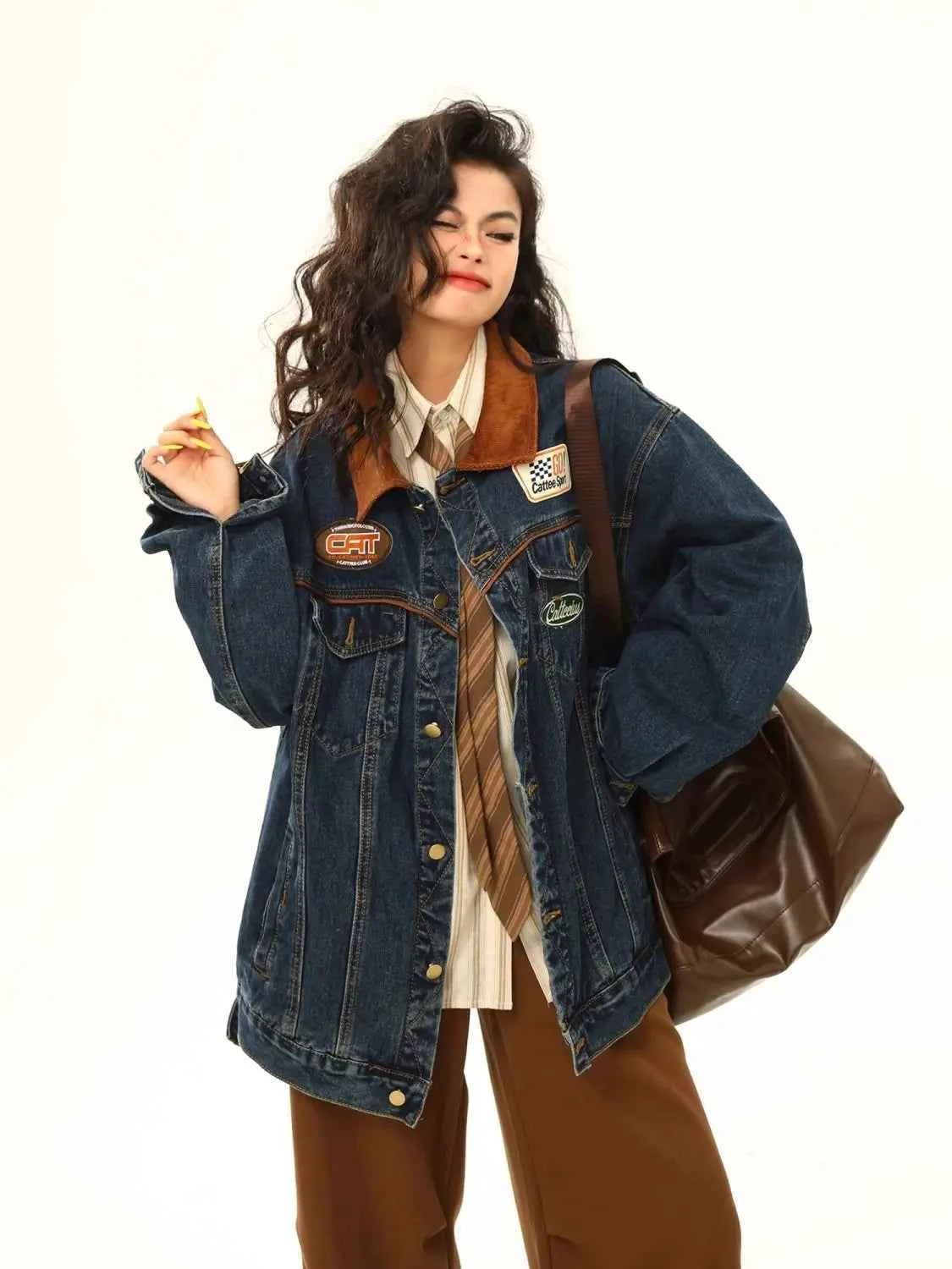 Y2K American Winter Loose Denim Jacket