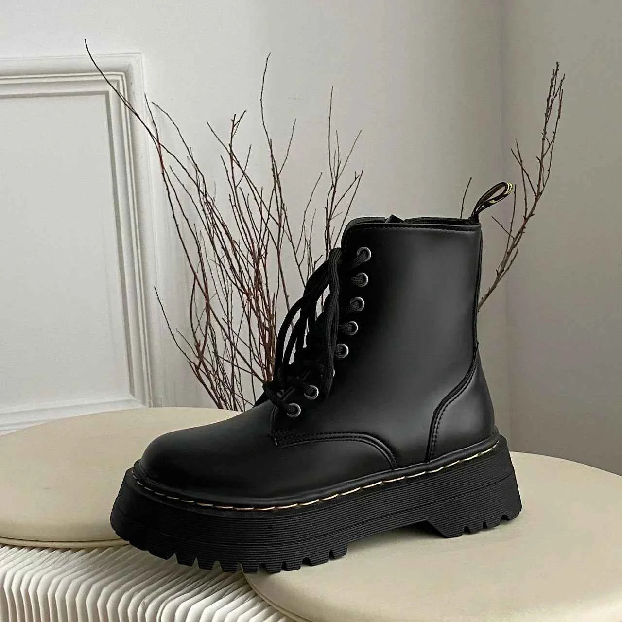 Platform Goth Chelsea Ankle Leather Boot