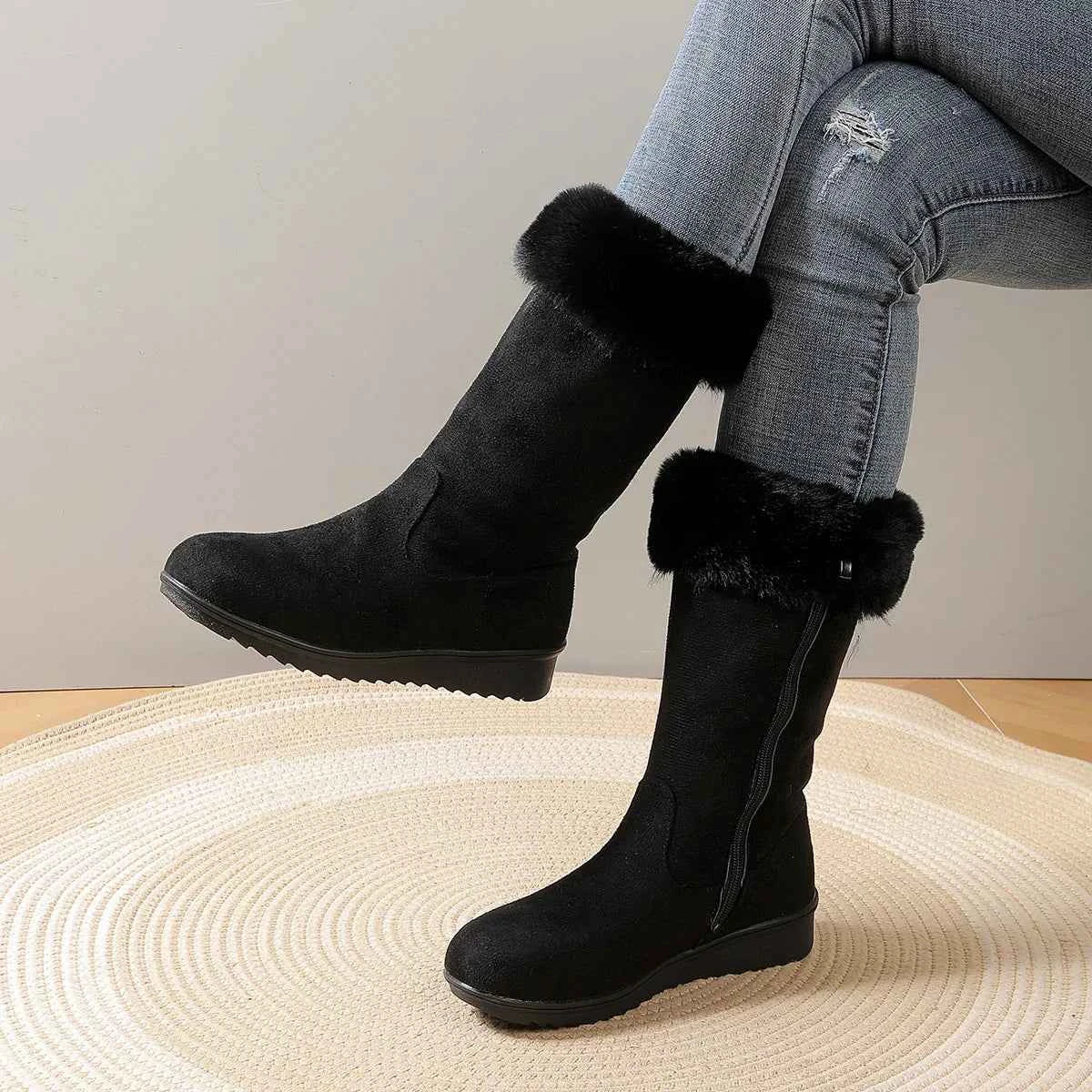 Winter Leather Snow Plush Sole Boot