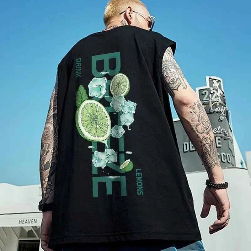 Lemon Graphic Print Sleeveless Tank T-Shirt