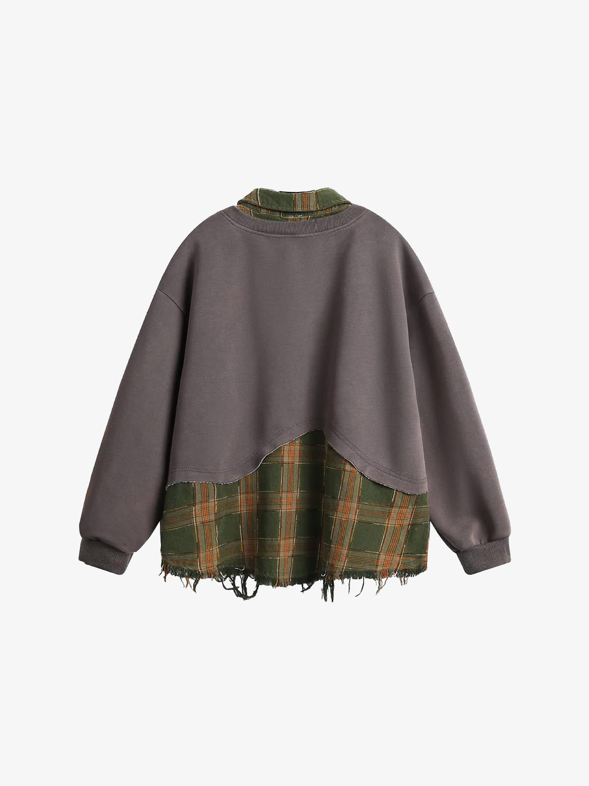 SP Two Pieces Plaid Pullover Sweatshirt