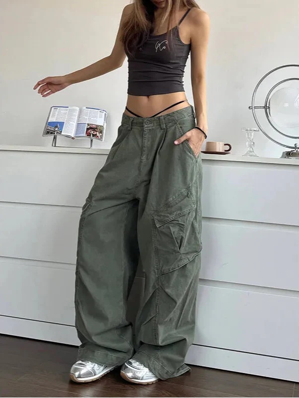 StreCool etear High Quality Green Wide Leg Bggy Jeans - Luxuryurbanwear