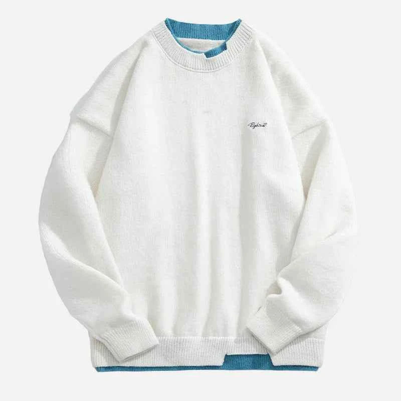 Cozy Fake Two-Piece Matching Knitwear Sweater