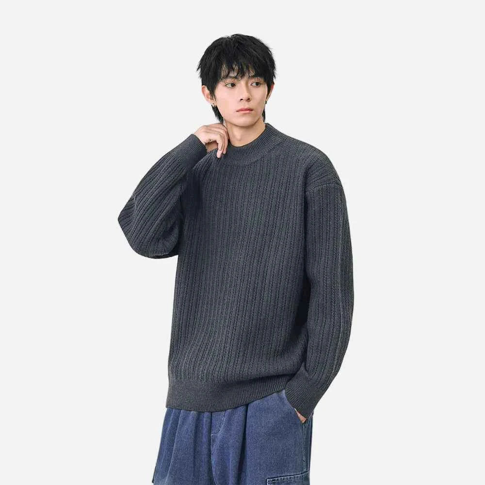 Cozy Ribbed Solid Color Mock Neck Sweater