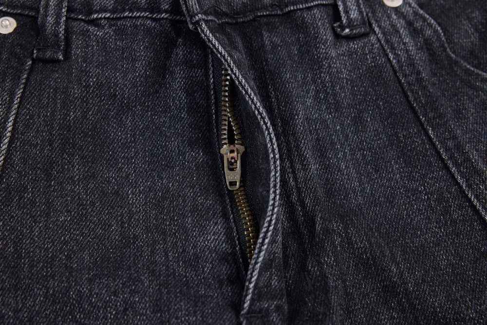 Distressed Pleated Wide Leg Banana Denim Jeans