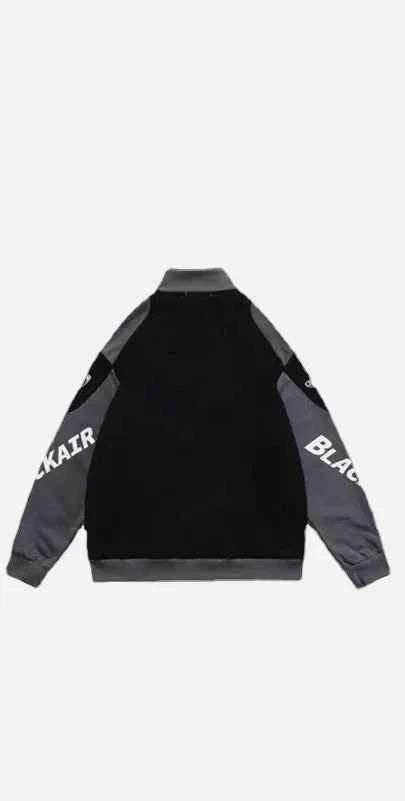 Racing Style Patchwork Half Zipper Sweatshirt