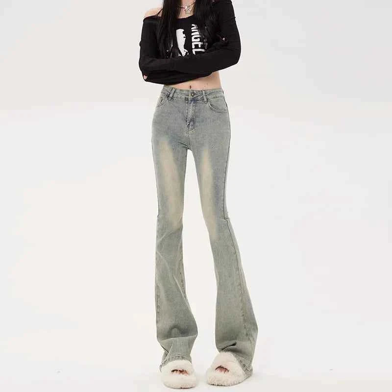 High Waist Vintage Blue Flare Jeans