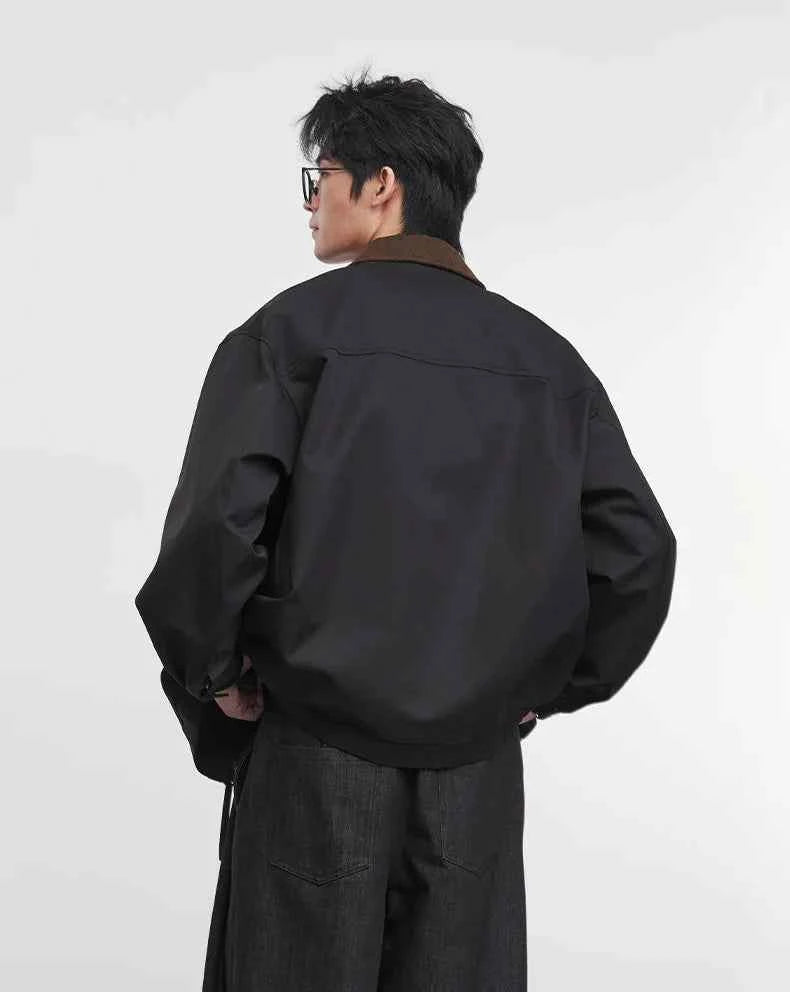 Streetwear Loose Solid Color Lapel Jacket