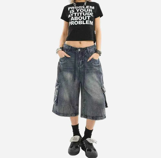 Premium Straight Fit Workwear Denim Cargo Jorts
