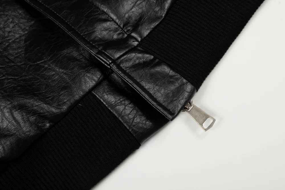 Elevated Streetwear Hip Hop Long Sleeve Leather Jacket