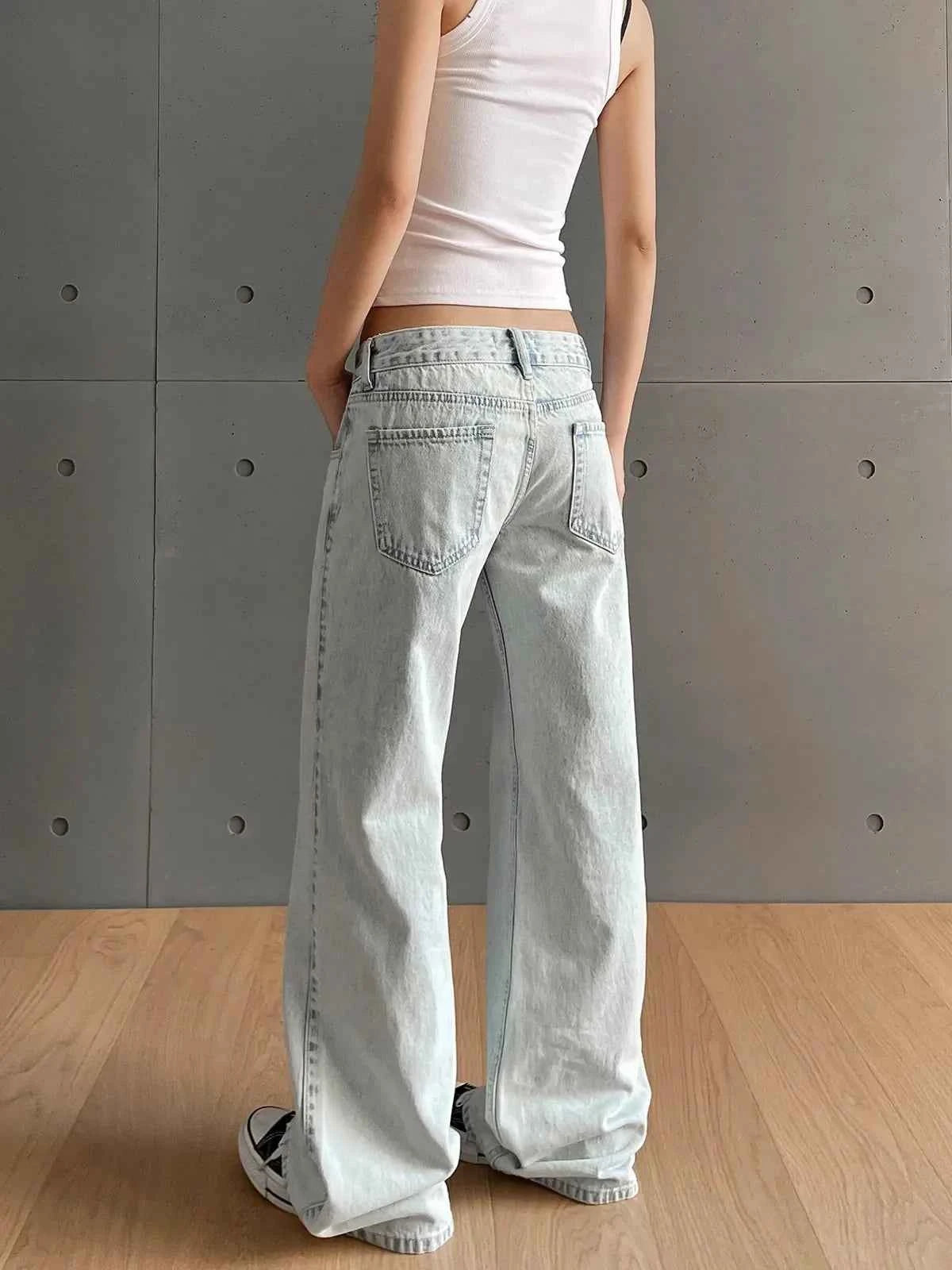 Vintage Low Waist Zipper Button Jeans
