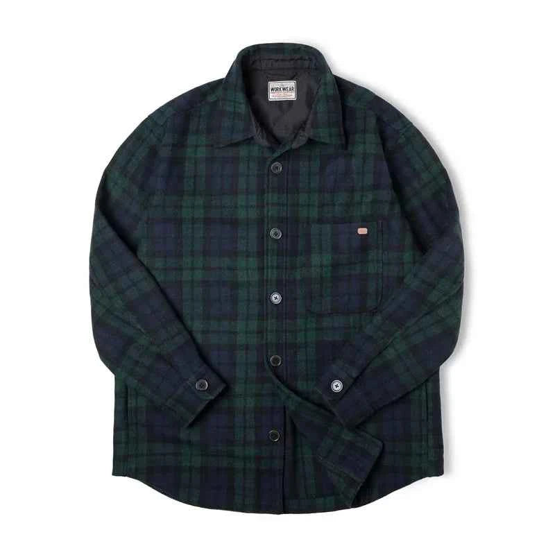 Vintage Blue Green Plaid Loose Shirt