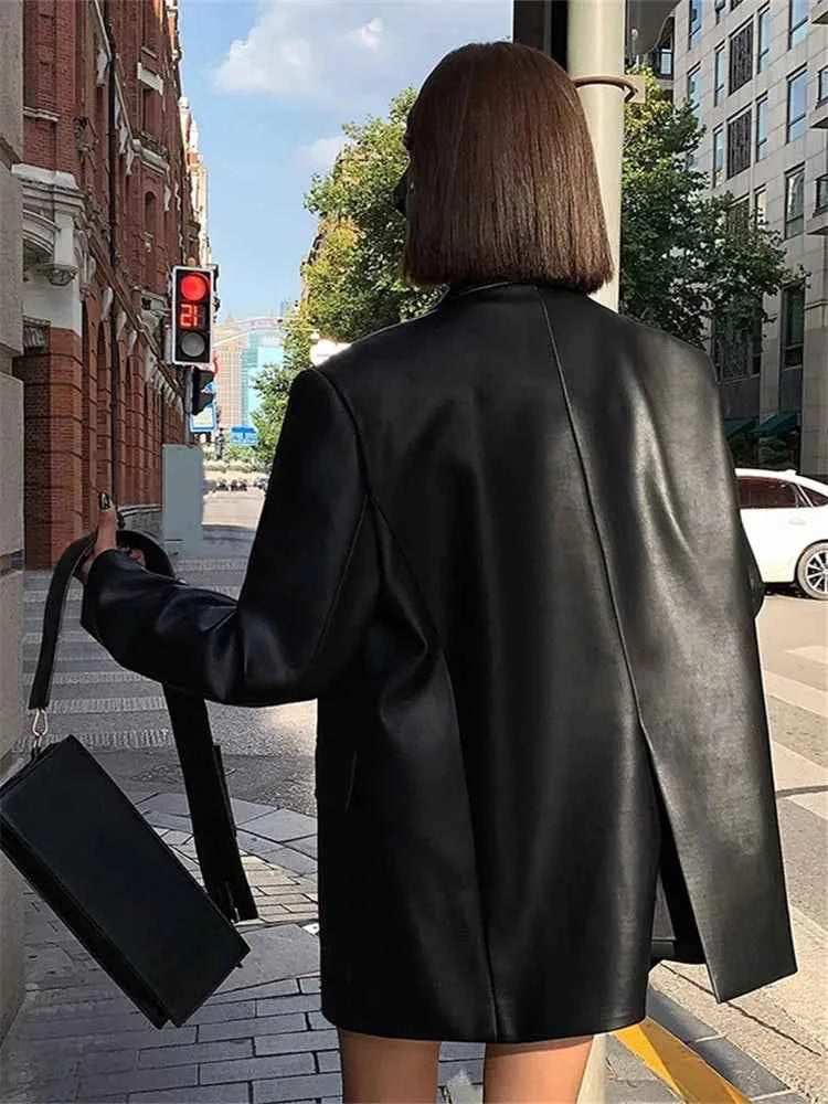 Women High Quality Vintage Oversize Leather Jacket