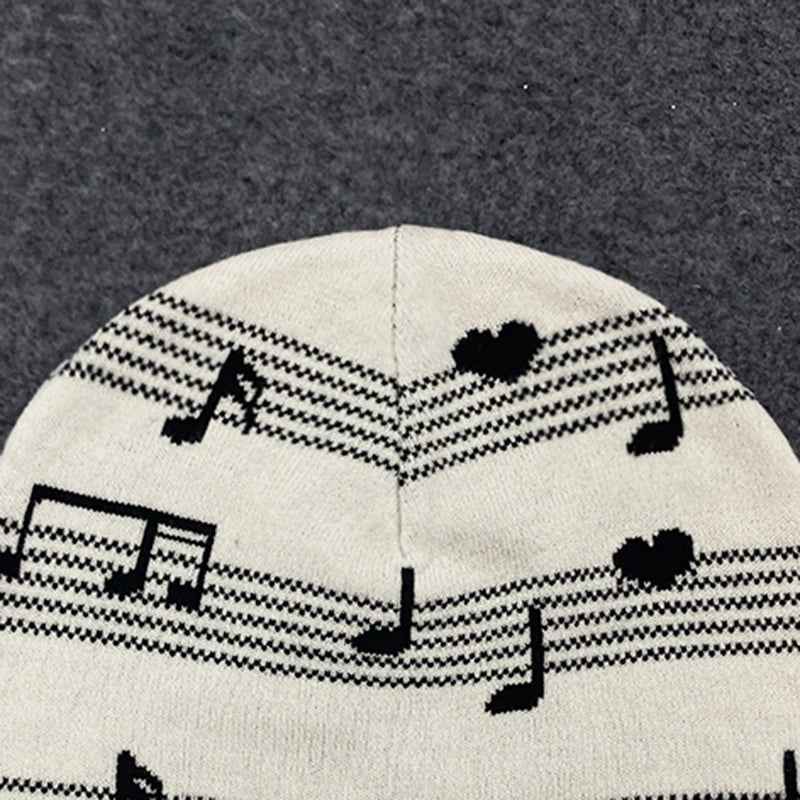 Knitted Music Pattern Beanie