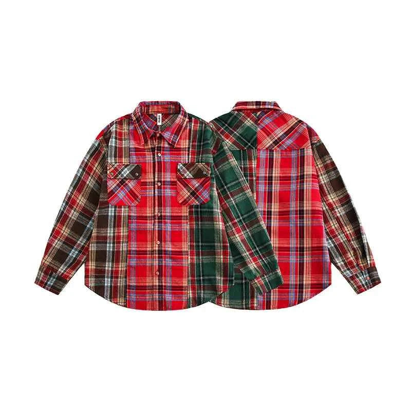 Breathable Plaid Hip Hop With Pockets Long Sleeve Shirt