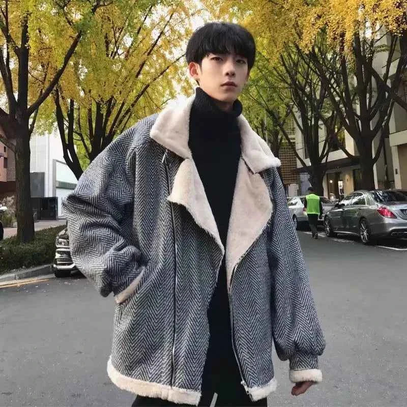 Cozy Padded Velvet Lambswool Fur Jacket